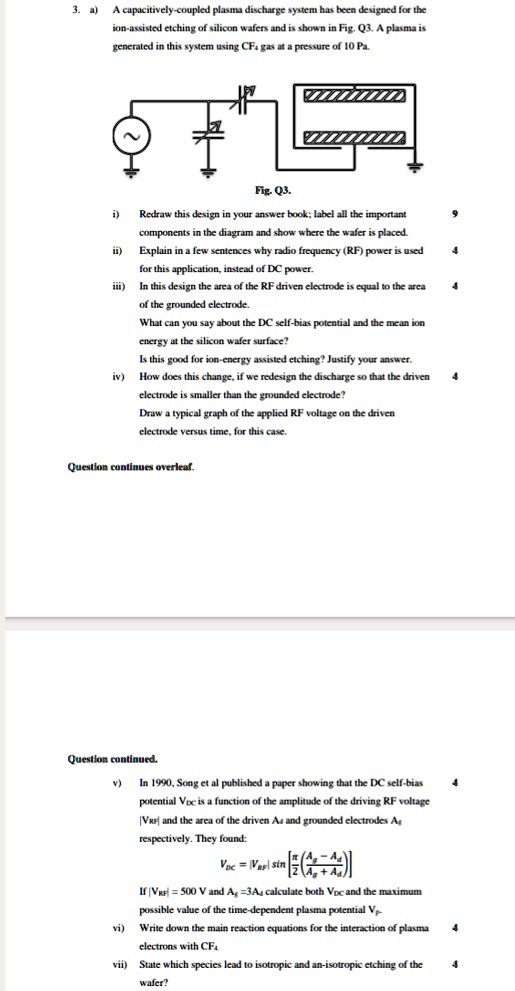 SOLVED do part 5,6,7 3. a) A capacitivelycoupled plasma discharge