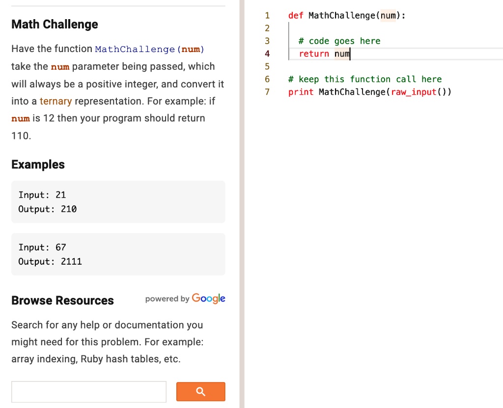 SOLVED: Text: Coding in Python 1 2 3 4 5 6 7 def MathChallenge(num ...