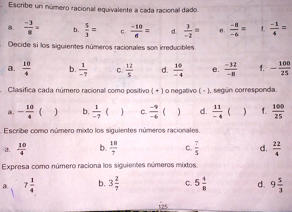 SOLVED: 2. Escriba un numero racional equivalente a cada racional dado