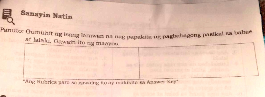 Solved E Sanayin Natin Panuto Gumuhit Ng Isang Larawan Na Nag