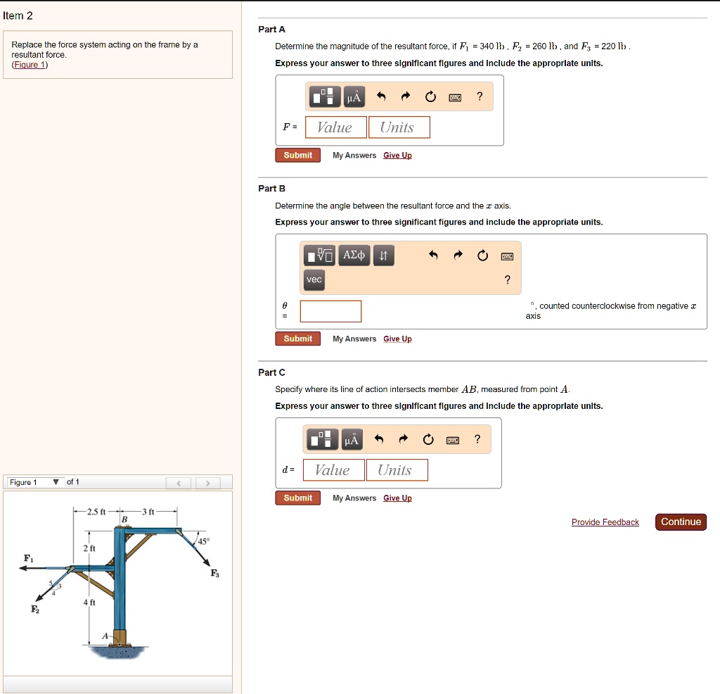 item 2 part a replace the force system acting on the frame by a ...