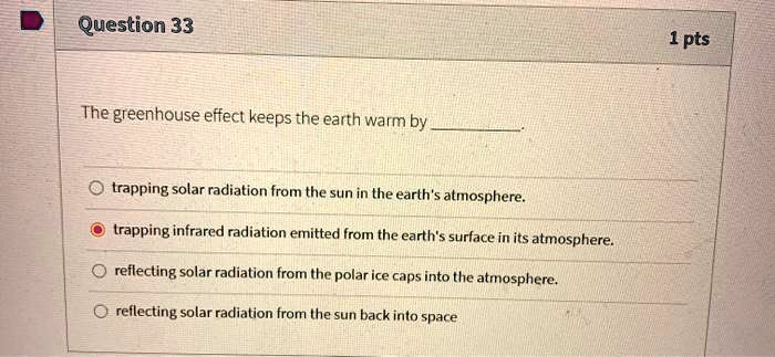 SOLVED: The greenhouse effect keeps the earth warm by trapping solar ...