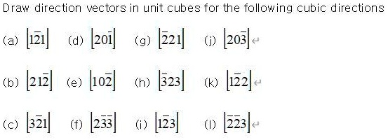 draw direction vectors in unit cubes for the following cubic directions ...