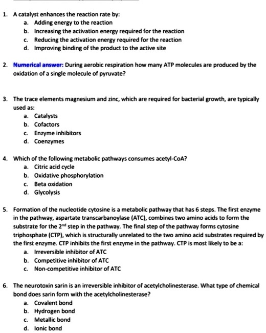 SOLVED: Catalyst enhances the reaction rate by: Adding energy to the ...