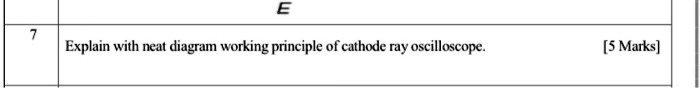 Explain with neat diagram working principle of cathode ray oscilloscope. [5 Marks]