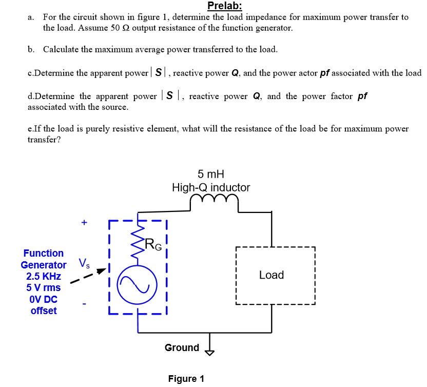 SOLVED Prelab a. For the circuit shown in Figure 1, determine the