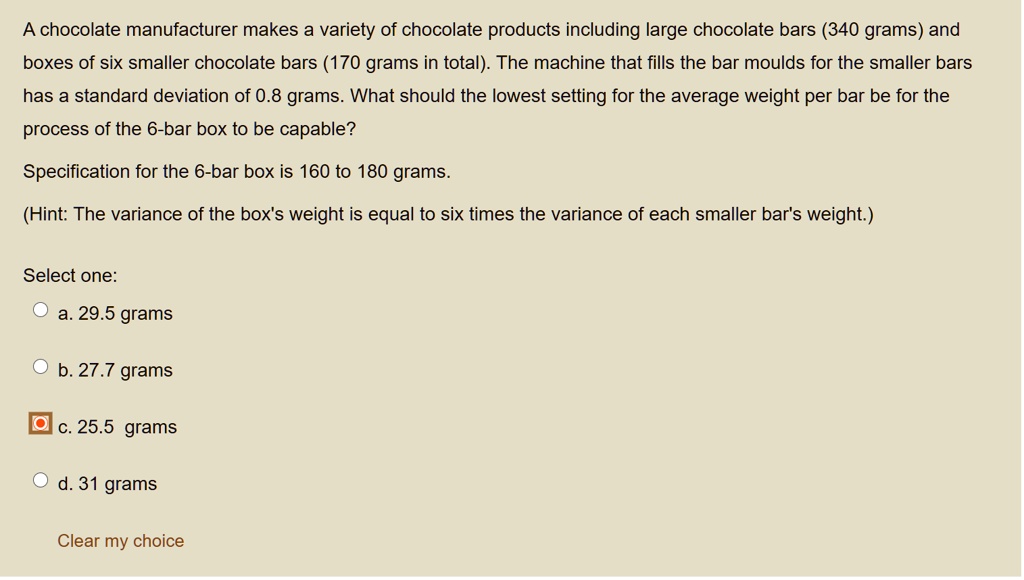 SOLVED:A Chocolate Manufacturer Makes A Variety Of Chocolate Products ...