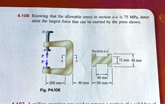 4106 Knowing That The Allowable Stress In Section A A Is 75 Mpadeter ...