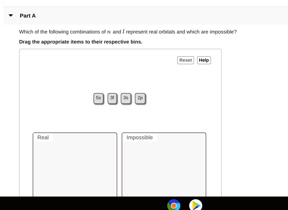 SOLVED Part A Which of the following combinations of n and represent