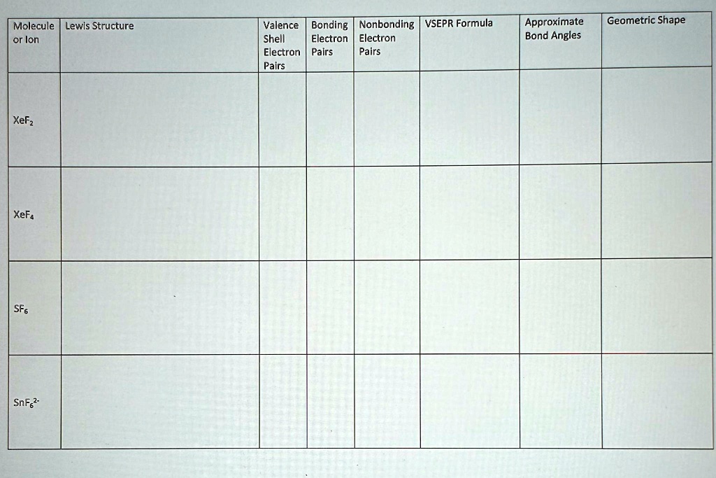 SOLVED: egincenter egintabular|c|c|c|c|c|c|c|c| hline Molecule Lewis