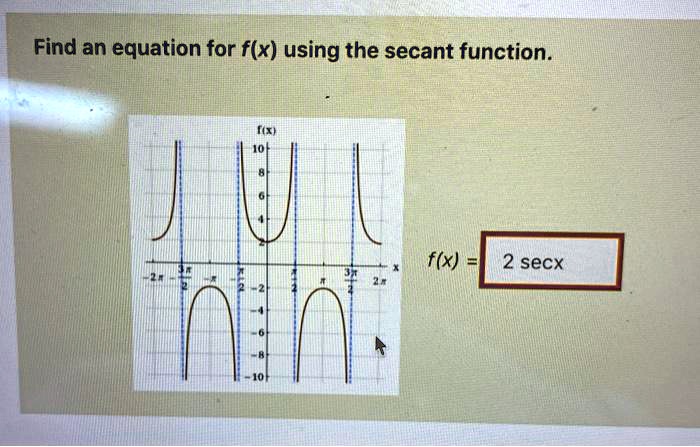 Find an equation for f(x) using the secant function.
f(x) = 2 sec x
