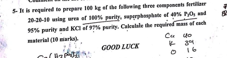 [GET ANSWER] 5- It is required to prepare 100 kg of the following three ...