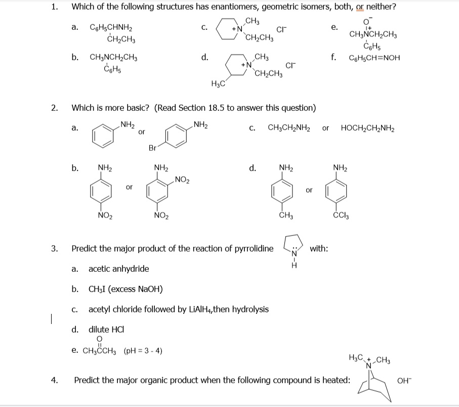 SOLVED:Which of the following structures has enantiomers, geometric ...