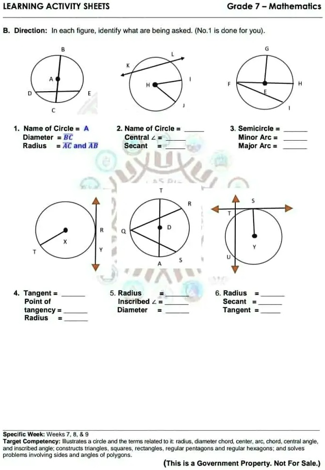 SOLVED: Text: LEARNING ACTIVITY SHEETS Grade 7 Mathematics Directions ...