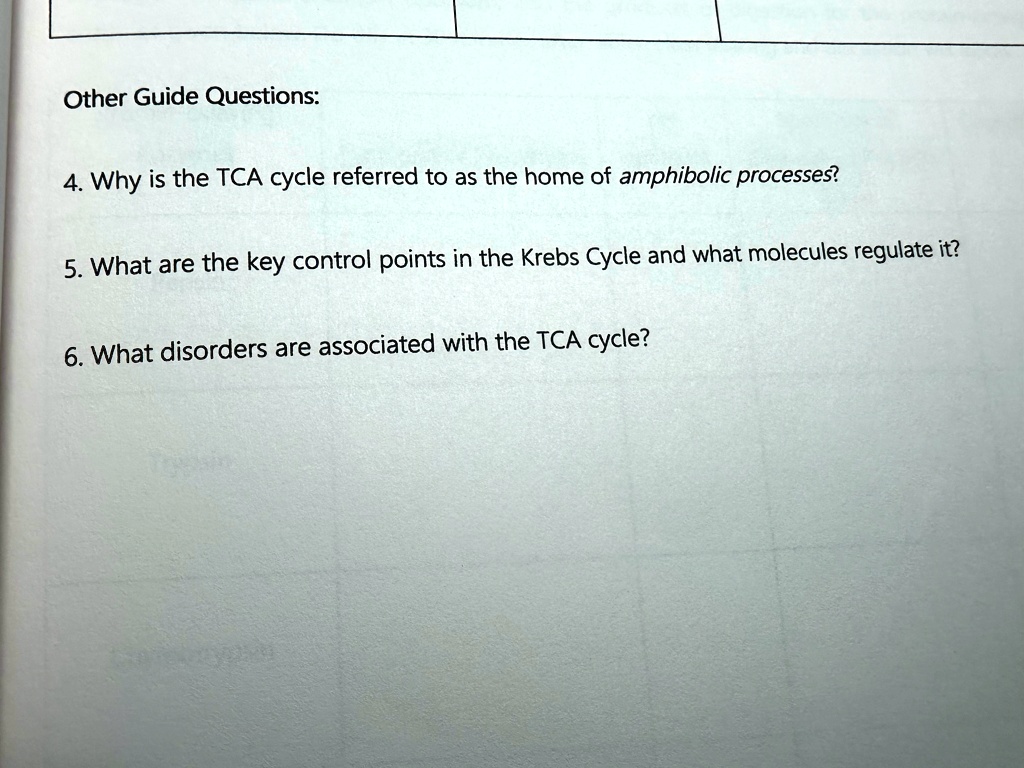 SOLVED 1. Why is the TCA cycle referred to as the home of amphibolic processes? 2. What are the