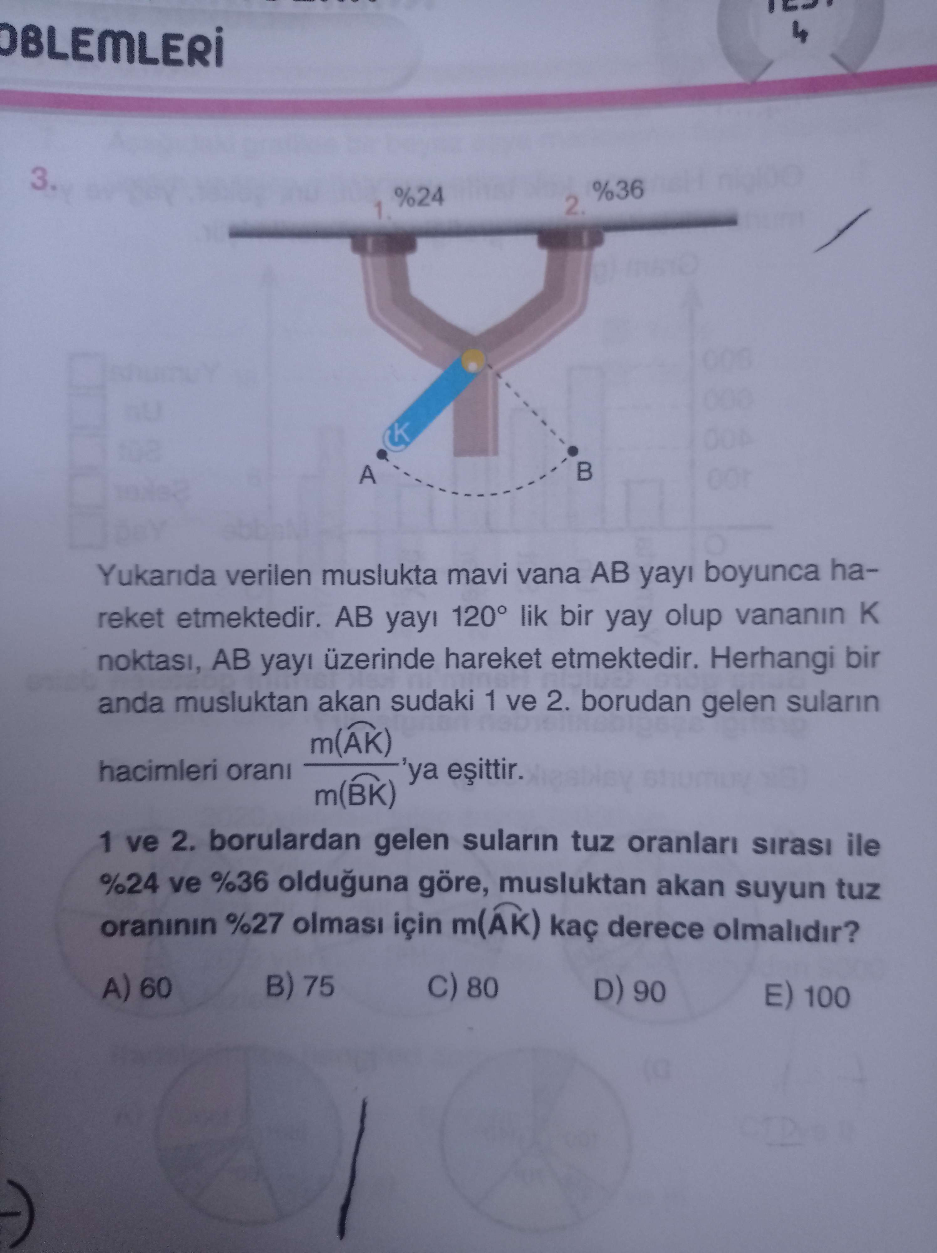 SOLVED: OBLEMLERI 3. Yukar?da Verilen Muslukta Mavi Vana A B Yay ...