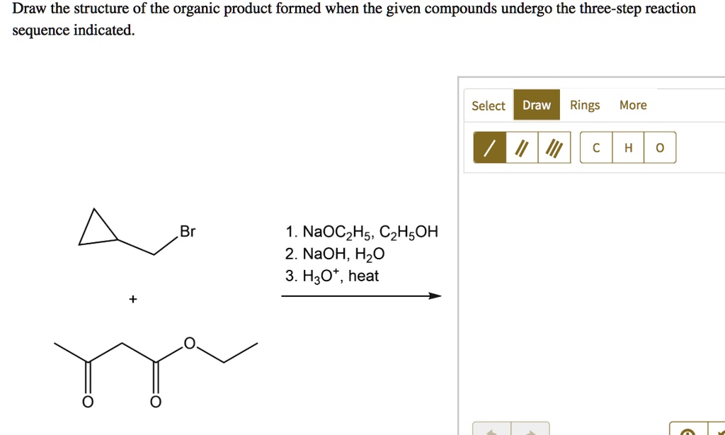 Draw the structure of the organic product formed when the given