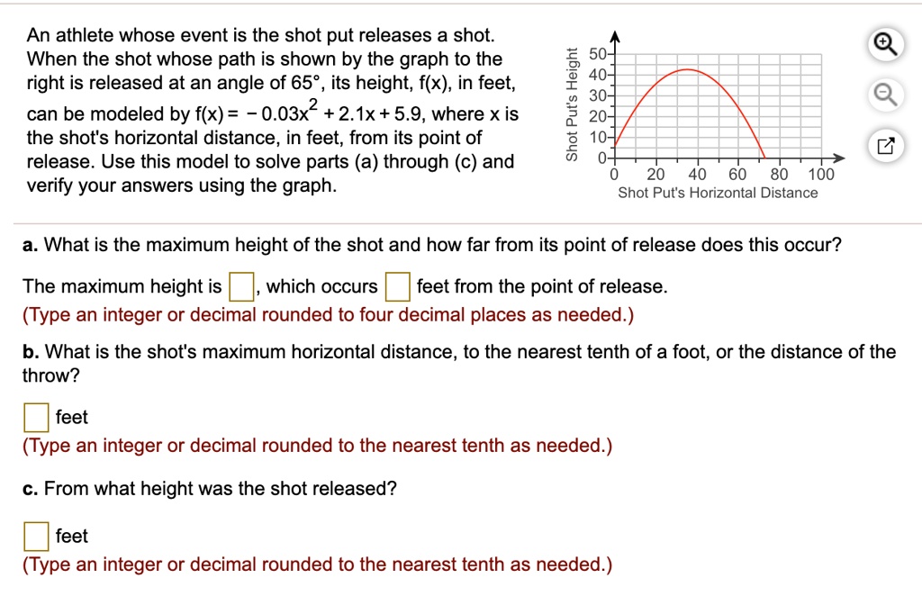 SOLVEDAn athlete whose event is the shot put releases a shot When the shot whose path is shown
