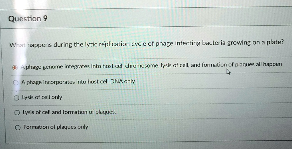 SOLVED Question 9 What happens during the lytic replication cycle of