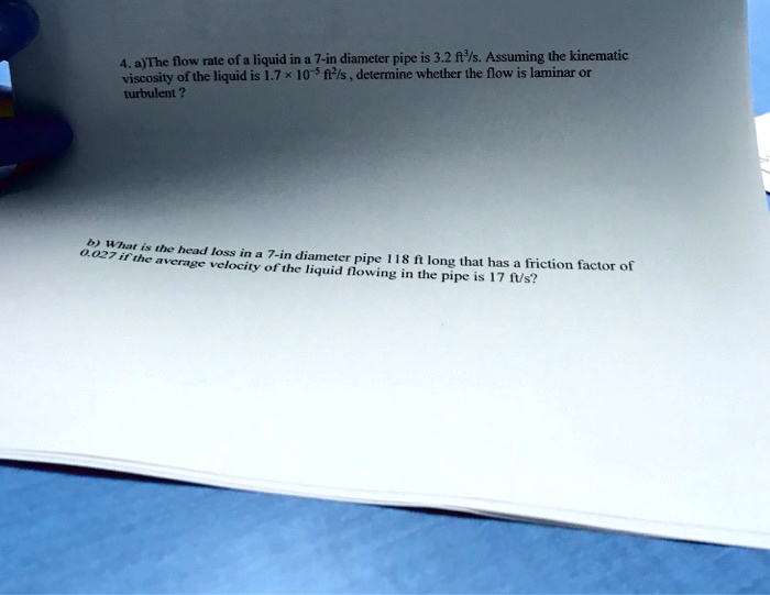 SOLVED: The flow rate of a liquid in a 7-inch diameter pipe is 3.2 ft^3 ...