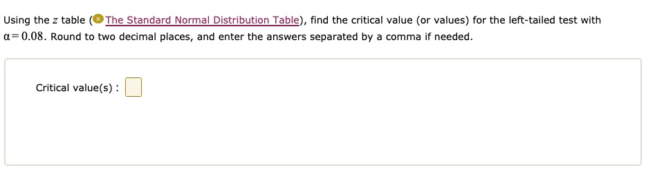 use a standard normal table to find the critical value