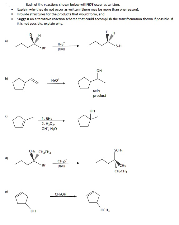 SOLVED: Each of the reactions shown below will NOT occur. Explain why ...