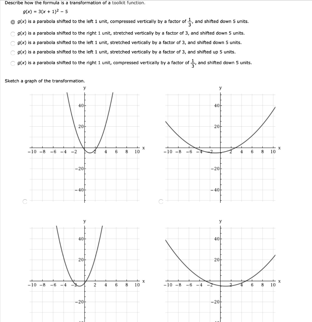 SOLVED:Describe how the formula is transformation of toolkit function ...