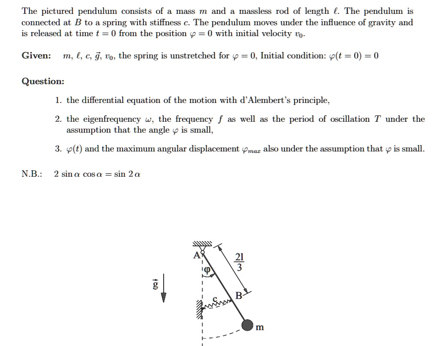 The Pictured Pendulum Consists Of A Mass And Massless Rod Of Length C 