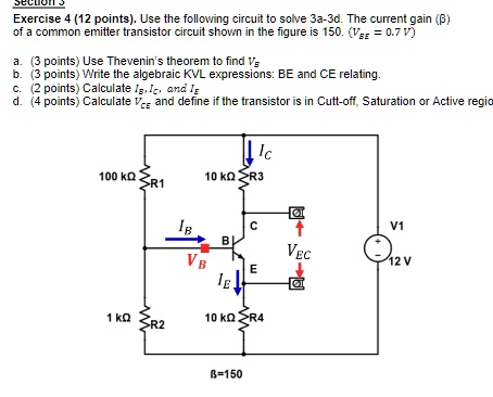 SOLVED: Exercise 4 (12 points). Use the following circuit to solve 3a ...