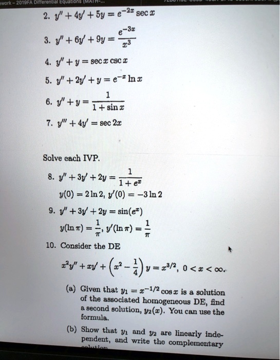 Solved ta 19fa Difterentiaiequaliong 2 V 4y By E 2i 8ec T E 3r 3 V 6y 9y 4 Y Seca Cic I V 2v Y E Hr