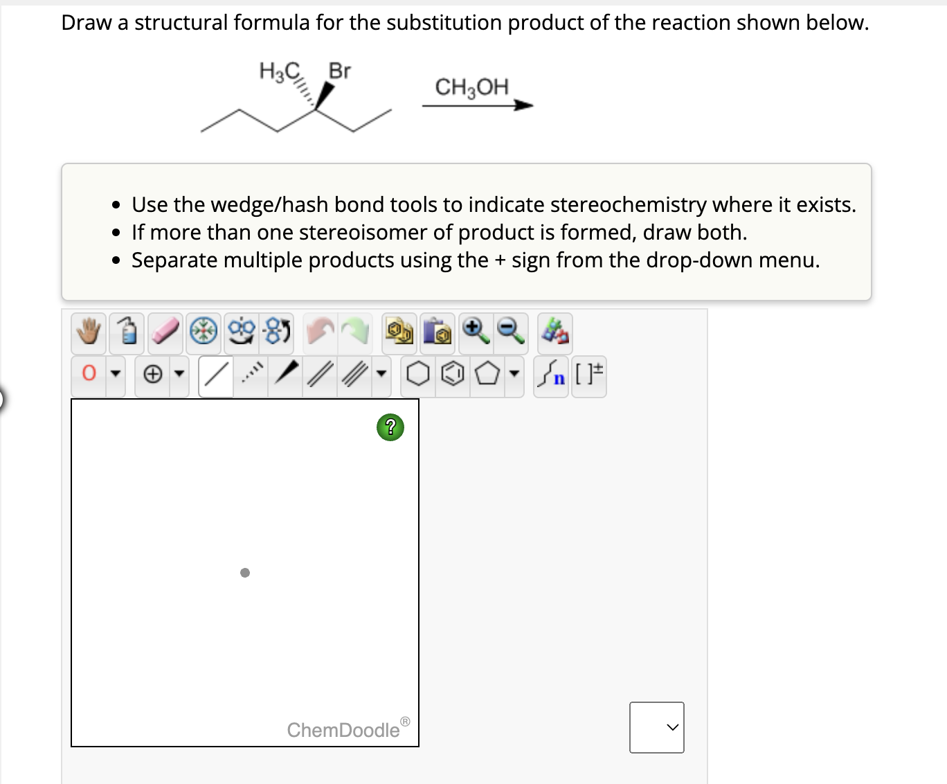 Draw a structural formula for the substitution product of the reaction ...