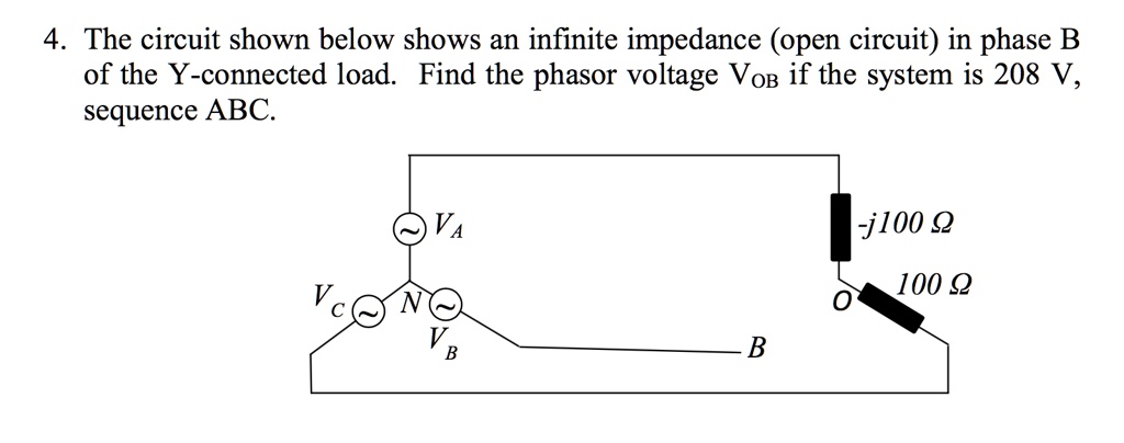 4. The circuit shown below shows an infinite impedance (open circuit ...