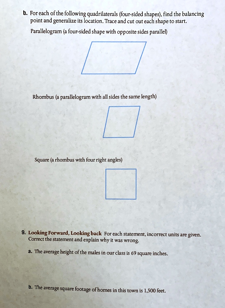 SOLVEDb Foreach ofthe following quadrilaterals (foursided shapes