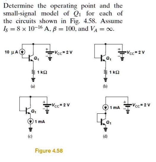 Determine the operating point and the small-signal model of Q1 for each ...