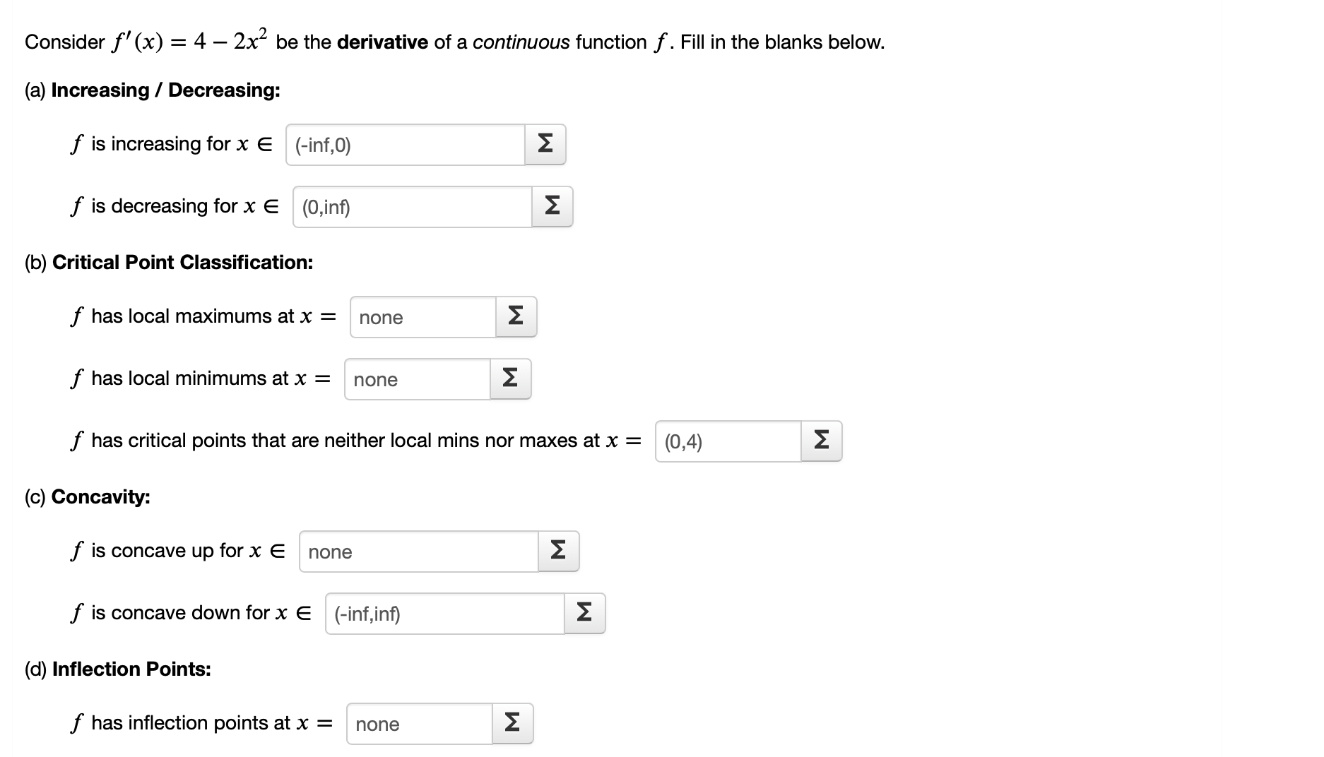 consider fprimex4 2 x2 be the derivative of a continuous function f ...