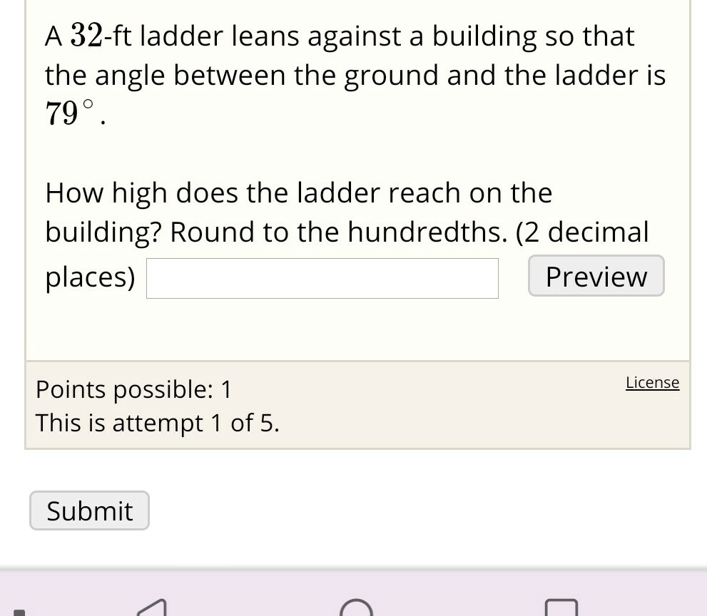 SOLVED A 32ft ladder leans against a building so that the angle