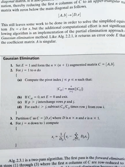 SOLVED: Follow Gaussian elimination and code it in Python. Please ...