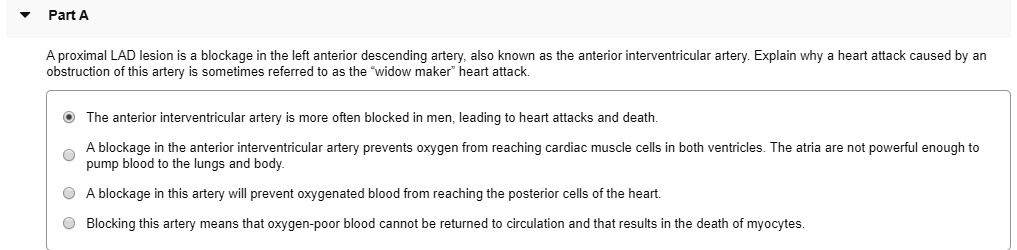 SOLVED: Proximal LAD lesion is a blockage in the left anterior ...