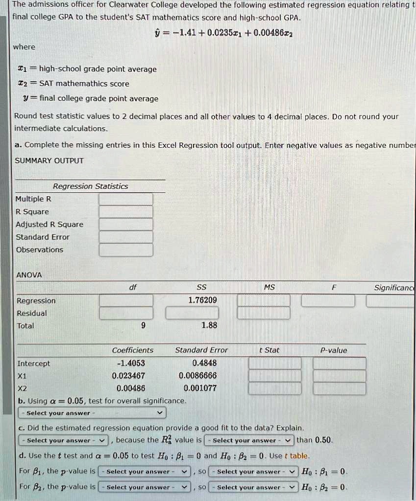 pls help asap the admissions officer for clearwater college developed
