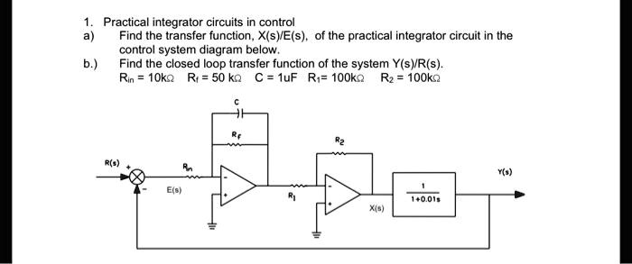 SOLVED: Practical integrator circuits in control a) Find the transfer ...
