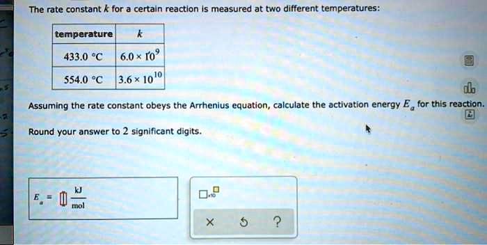 SOLVED:The rate constant k for a certain reaction is measured at two ...