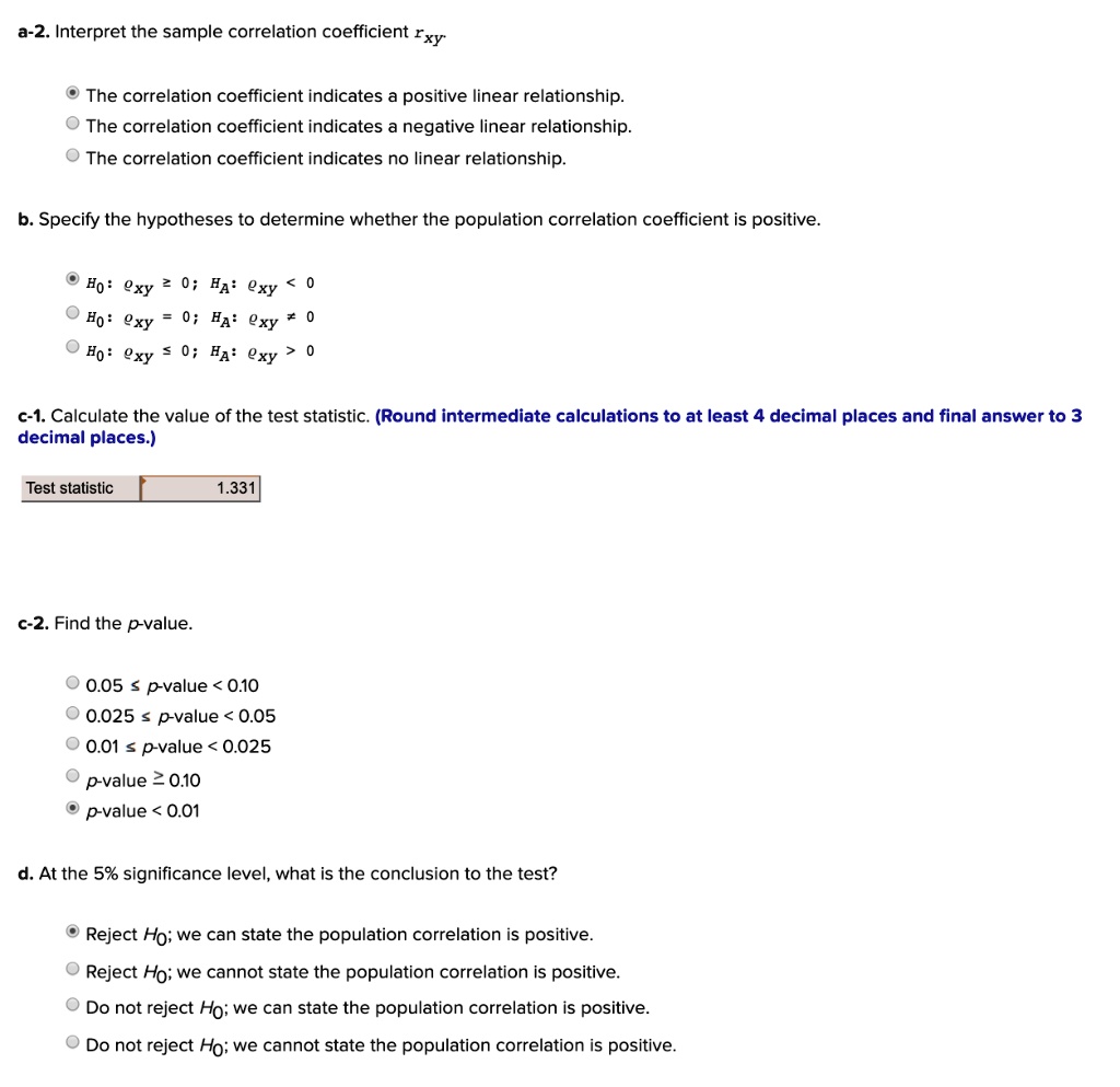 Solved A 2 Interpret The Sample Correlation Coefficient Rxy The Correlation Coefficient Indicates Positive Iinear Relationship The Correlation Coefficient Indicates Negative Linear Relationship The Correlation Coefficient Indicates No Linear