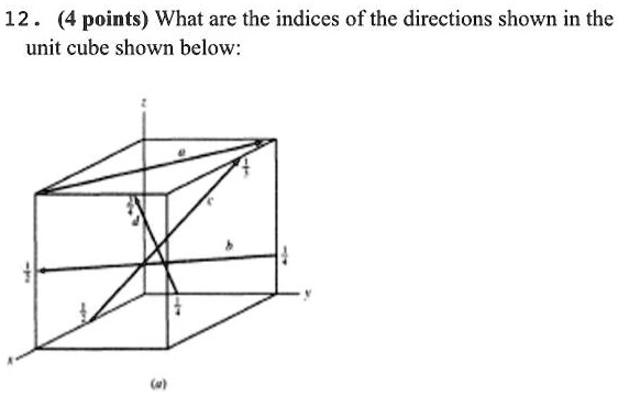 SOLVED: 12. 4 points What are the indices of the directions shown in ...