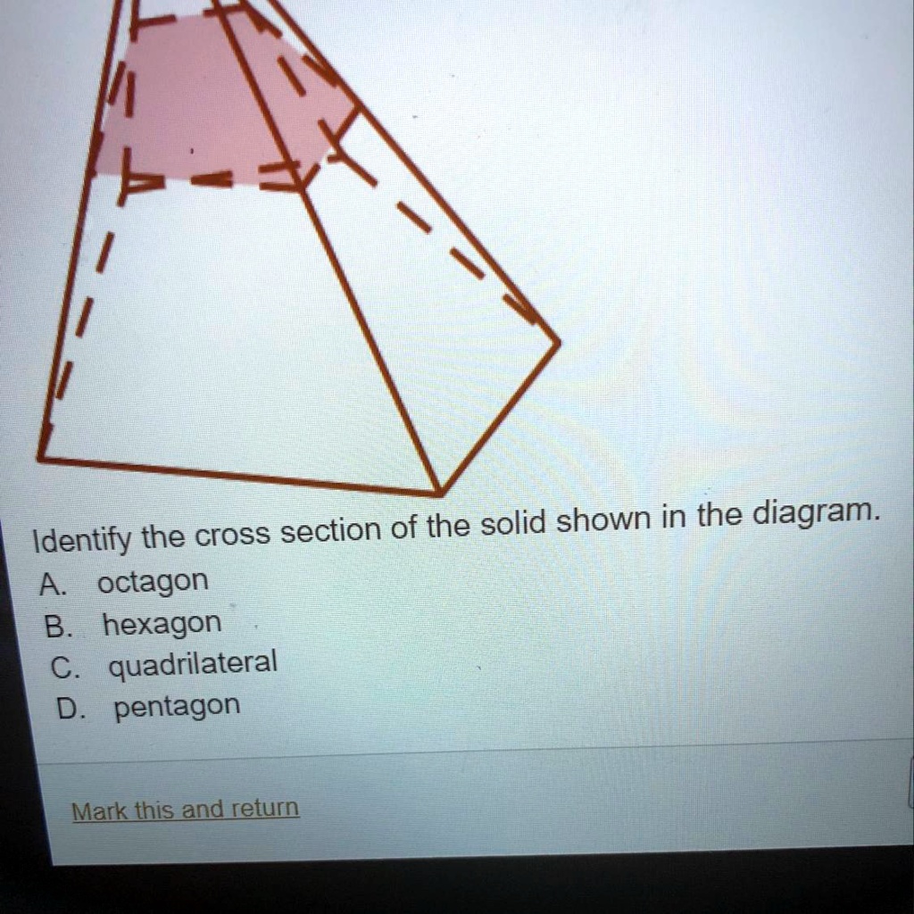 SOLVED: 'Identify the cross section of the solid shown in the diagram ...