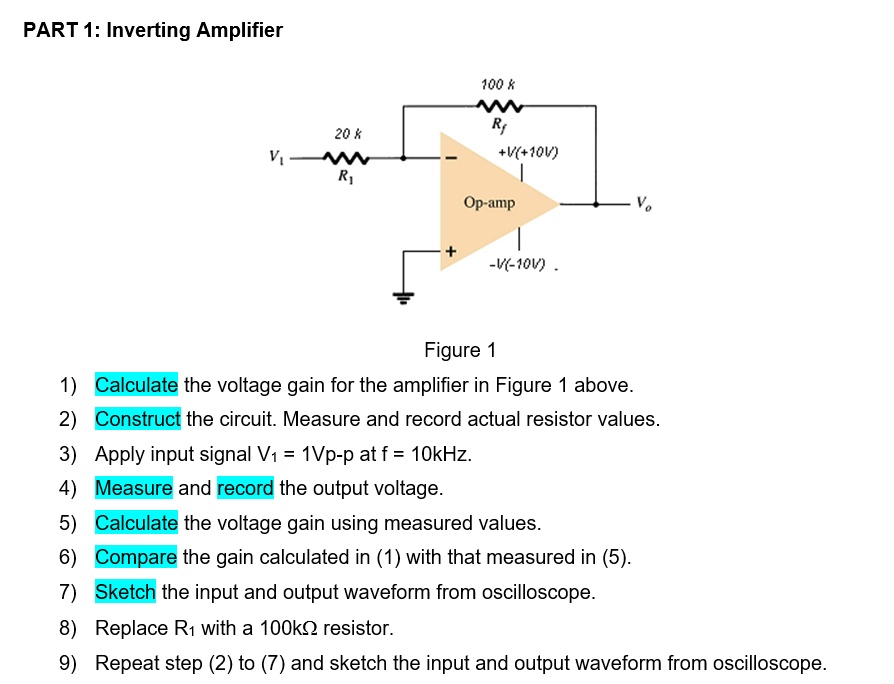 SOLVED DISCUSSION PART 1 Inverting Amplifier 100 20 +V (+10V) Opamp