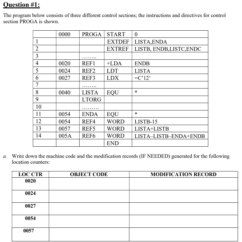 Question #1: The program below consists of three different control ...