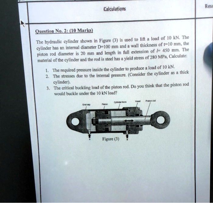SOLVED Calculations Res Ouestion No.210 Marks The hydraulic cylinder