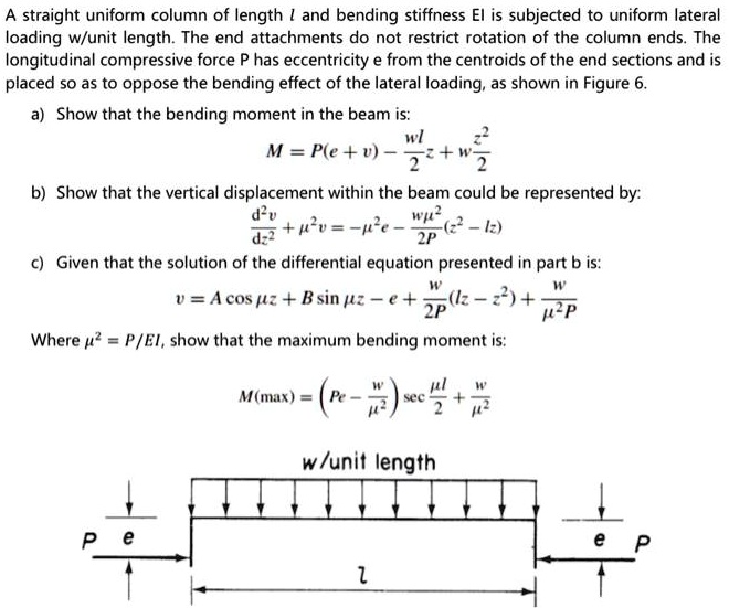 A straight uniform column of length l and bending stiffness EI is ...