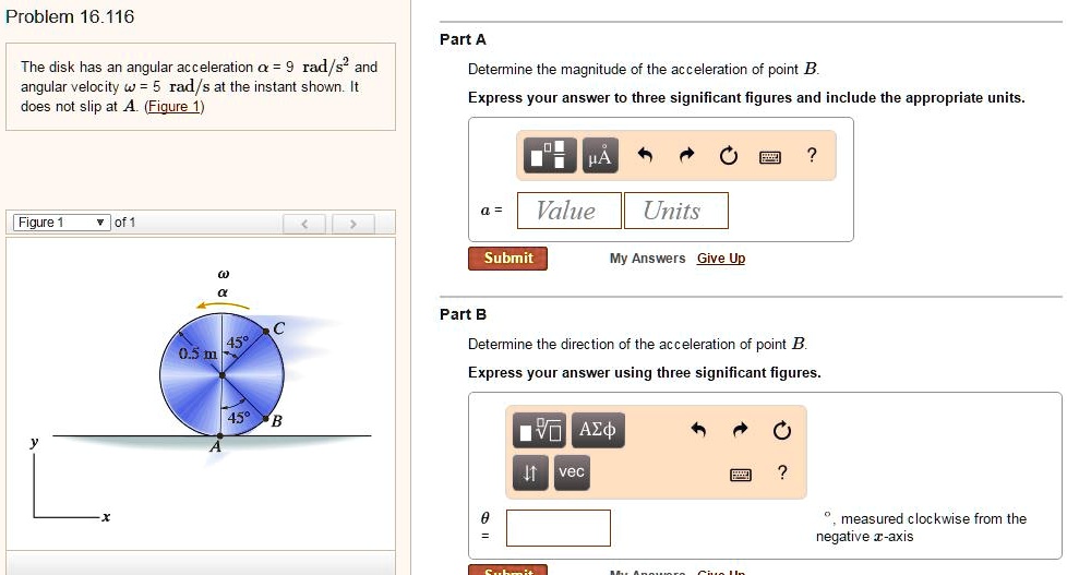 SOLVED: Problem 16.116 Part A The disk has an angular acceleration of 9 ...