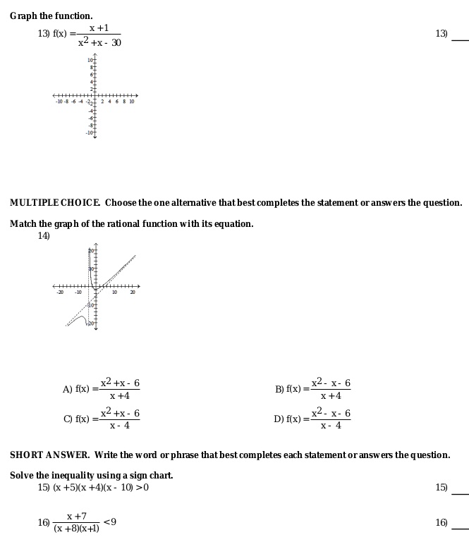 SOLVED Graph the function 13) flx) X+1 x2 +X 1 t4 MULTIPLE CHOICE